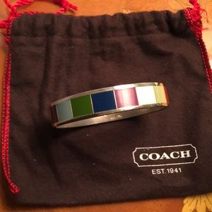 Coach silver bangle with pouch